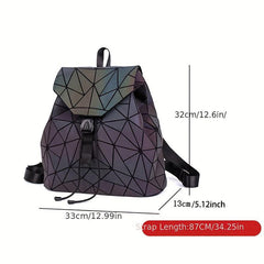Women's Geometric Backpack Luminous Folding Student Backpack