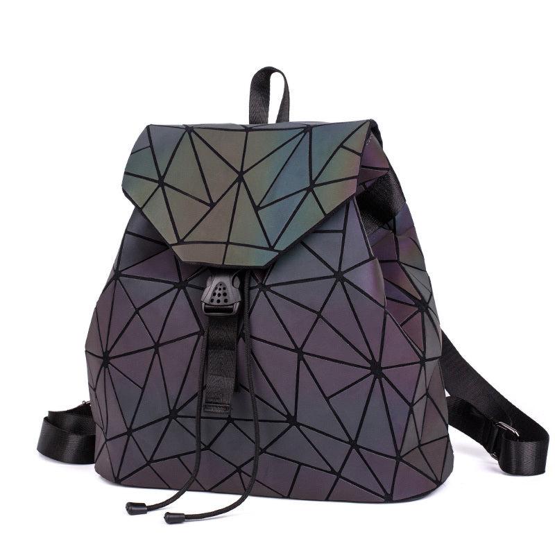 Women's Geometric Backpack Luminous Folding Student Backpack