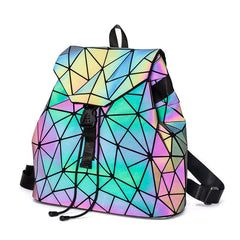 Women's Geometric Backpack Luminous Folding Student Backpack