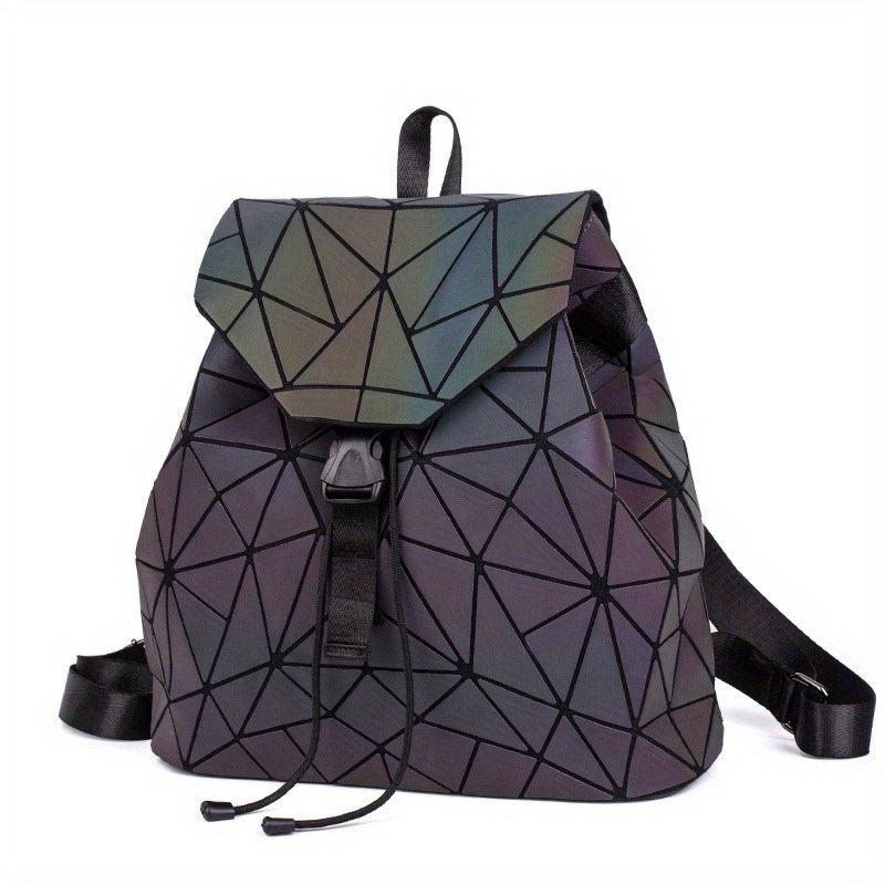 Women's Geometric Backpack Luminous Folding Student Backpack