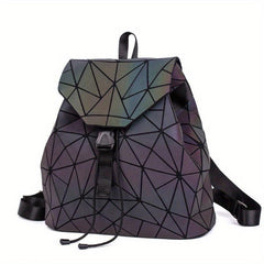 Women's Geometric Backpack Luminous Folding Student Backpack