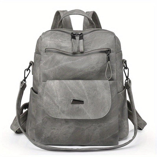 Large Capacity PU Leather Backpack for School Travel Commute
