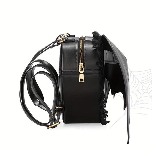 Devil Bat Shaped Backpack Halloween Lace Shoulder Bag Gothic PU Leather
