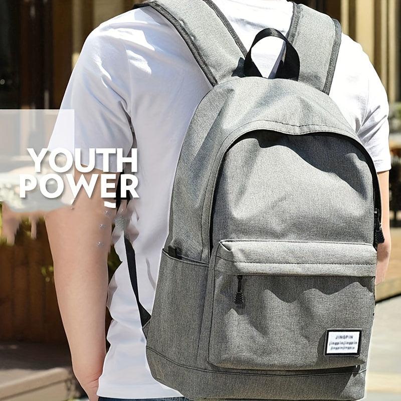 Casual Business Laptop Backpack Solid Canvas Schoolbag Daypack