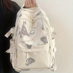Bear Pattern Backpack Preppy Style School Bag