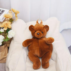 Bear Plush Animal Schoolbag Faux Fur Cartoon Purse For Kids