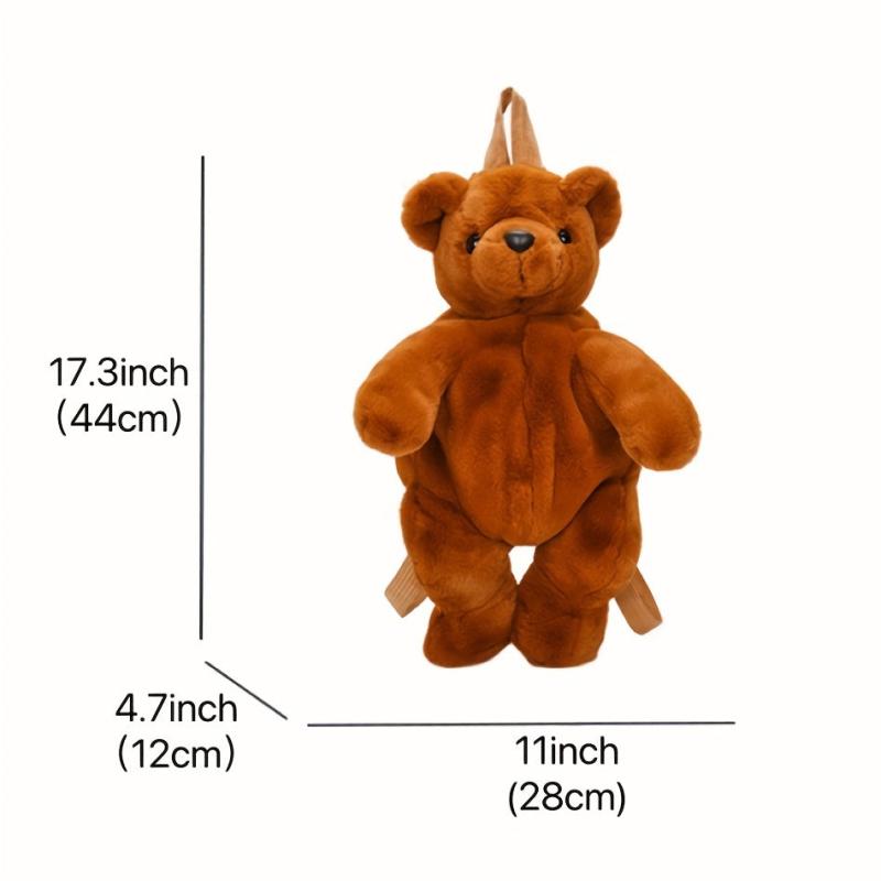 Bear Plush Animal Schoolbag Faux Fur Cartoon Purse For Kids