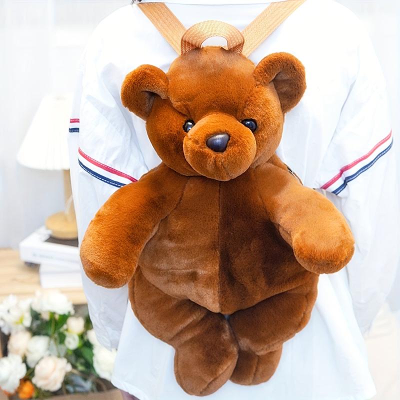 Bear Plush Animal Schoolbag Faux Fur Cartoon Purse For Kids