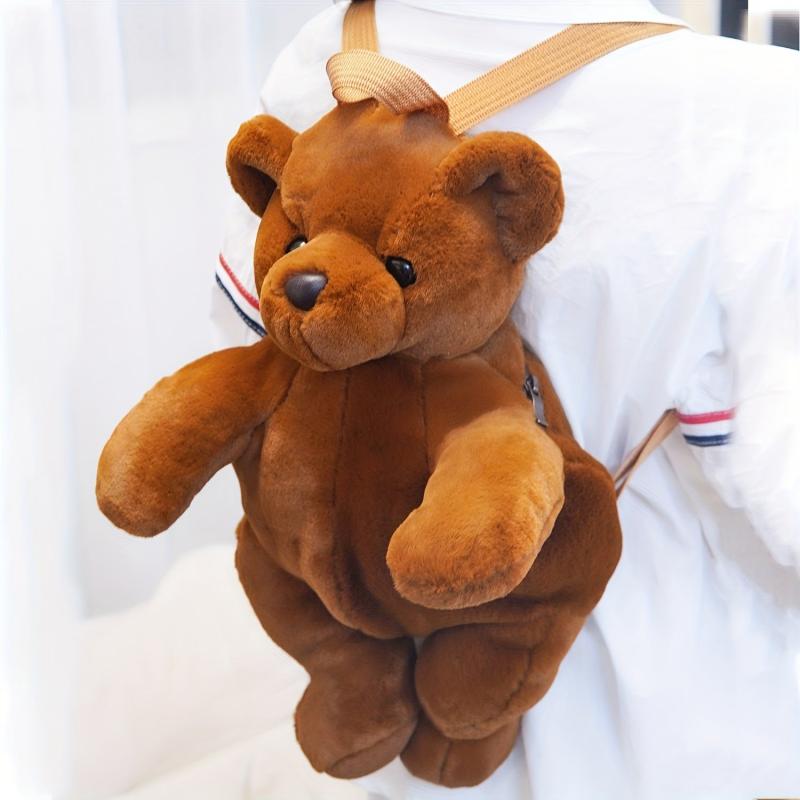 Bear Plush Animal Schoolbag Faux Fur Cartoon Purse For Kids