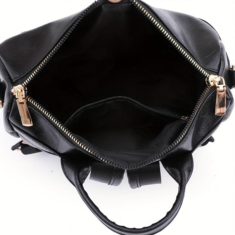Large Capacity PU Leather School Backpack