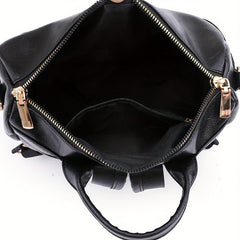 Large Capacity PU Leather School Backpack