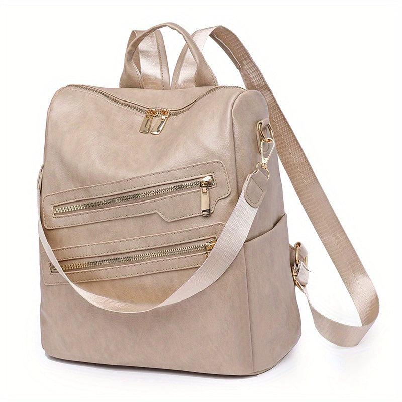 Large Capacity PU Leather School Backpack