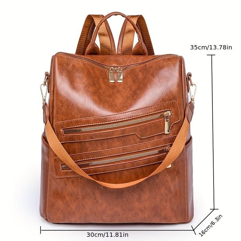 Large Capacity PU Leather School Backpack