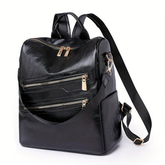 Large Capacity PU Leather School Backpack
