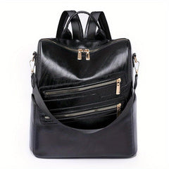 Large Capacity PU Leather School Backpack