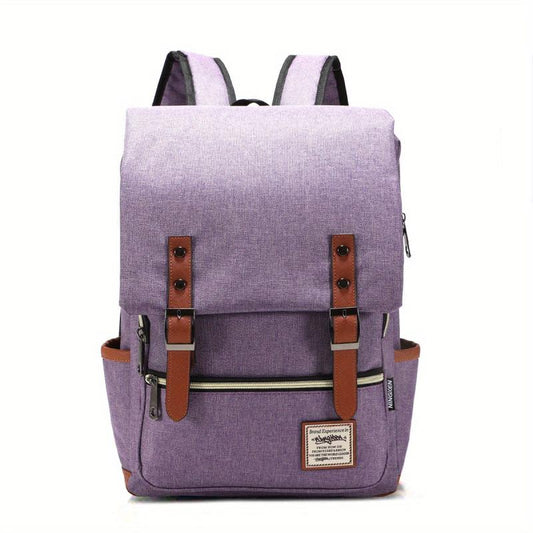 Vintage Canvas Flap Backpack Laptop Daypack Pockets Travel Schoolbag