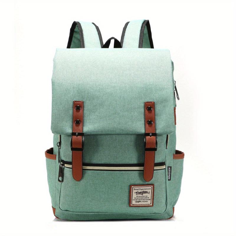 Vintage Canvas Flap Backpack Laptop Daypack Pockets Travel Schoolbag