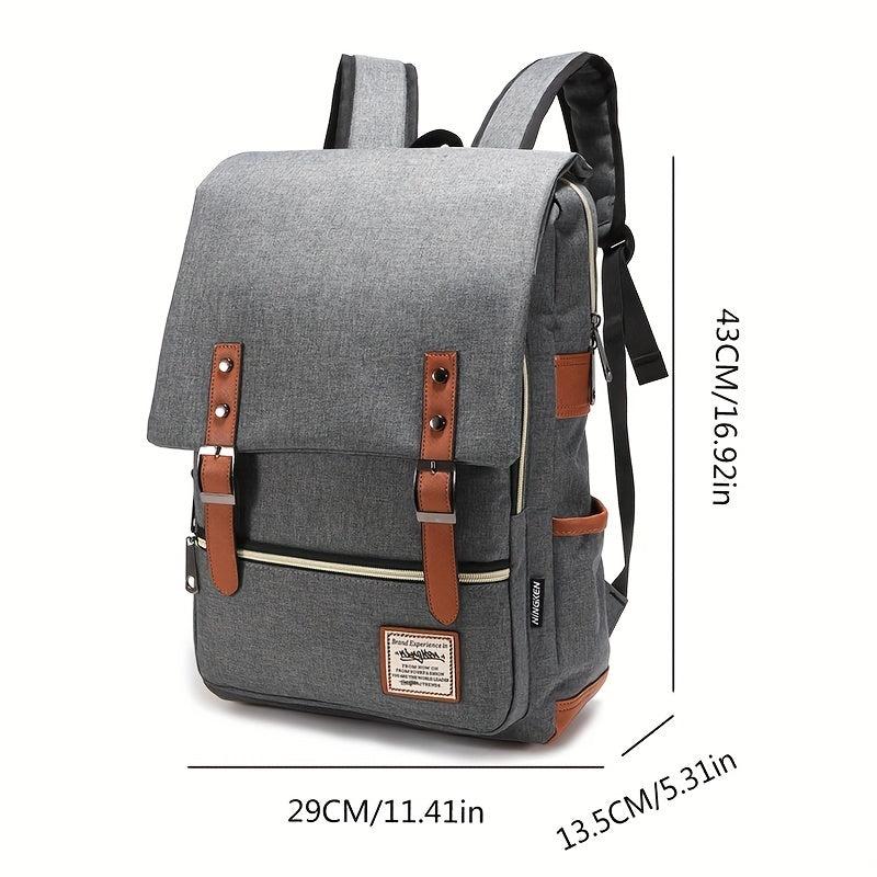 Vintage Canvas Flap Backpack Laptop Daypack Pockets Travel Schoolbag