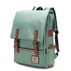 Vintage Canvas Flap Backpack Laptop Daypack Pockets Travel Schoolbag