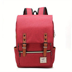 Vintage Canvas Flap Backpack Laptop Daypack Pockets Travel Schoolbag