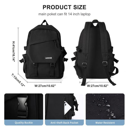 Casual Solid Preppy Backpack All Match Storage School Bag Travel Storage