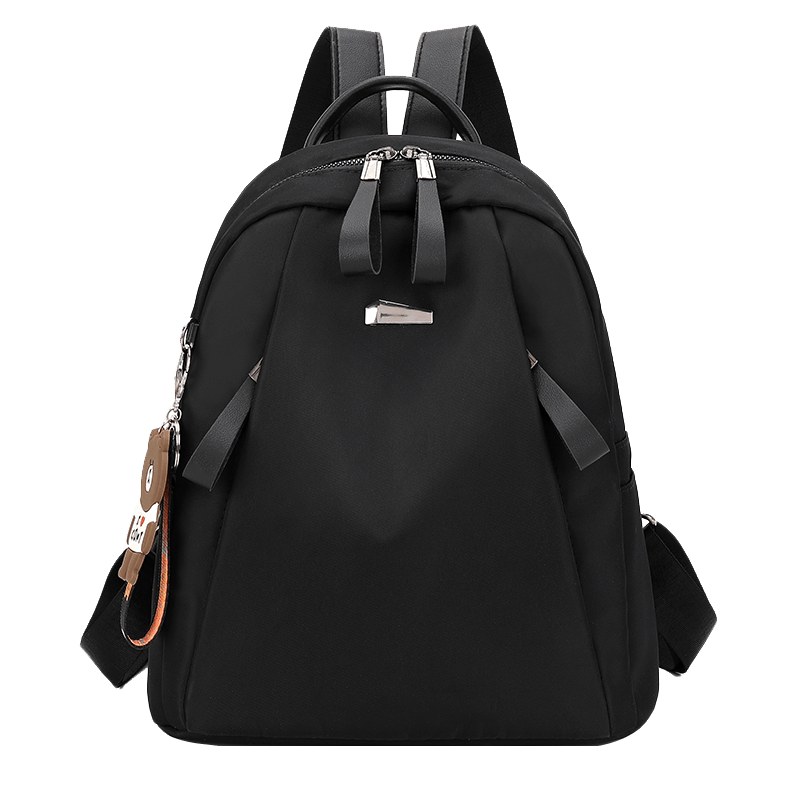 Nylon Backpack Double Zipper Pocket Daypack Women's Travel School Bag
