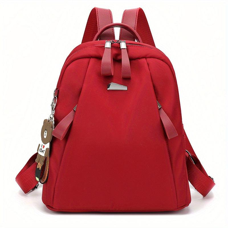 Nylon Backpack Double Zipper Pocket Daypack Women's Travel School Bag