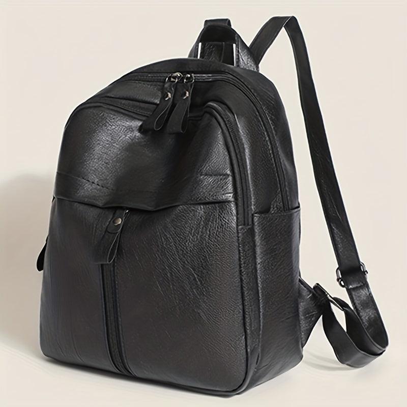 Retro Small Solid Backpack PU Leather Textured School Travel Bag