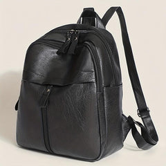 Retro Small Solid Backpack PU Leather Textured School Travel Bag