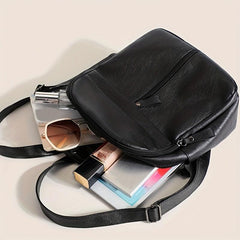 Retro Small Solid Backpack PU Leather Textured School Travel Bag