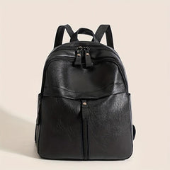 Retro Small Solid Backpack PU Leather Textured School Travel Bag