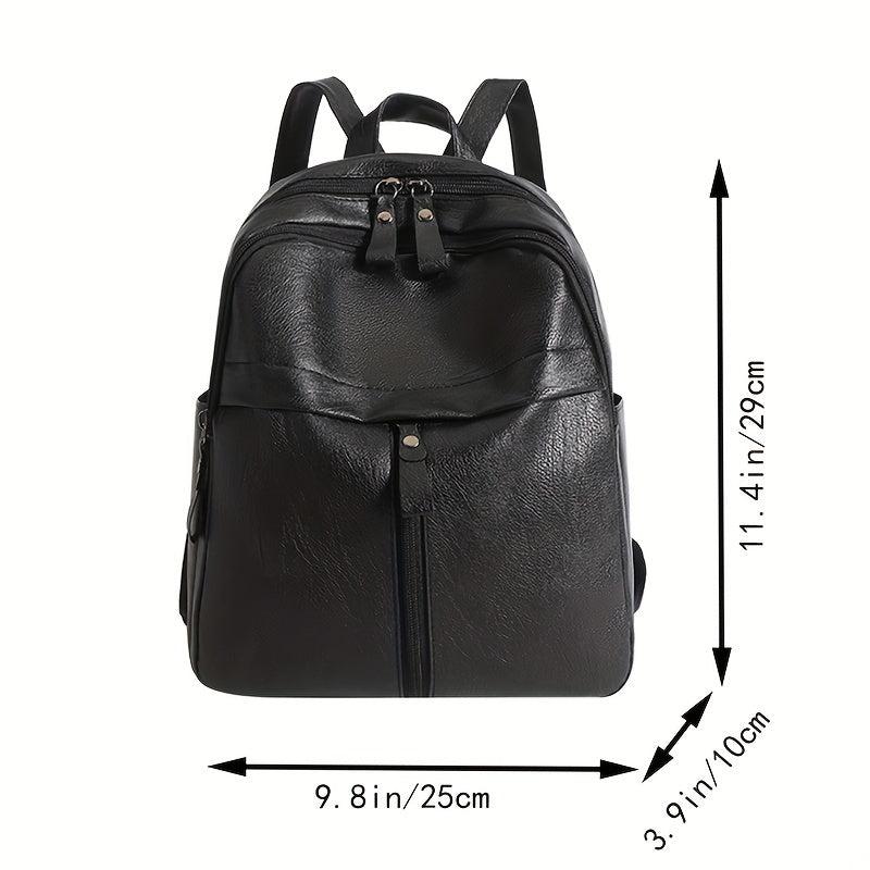 Retro Small Solid Backpack PU Leather Textured School Travel Bag