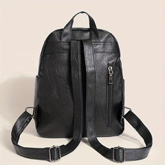 Retro Small Solid Backpack PU Leather Textured School Travel Bag