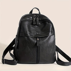 Retro Small Solid Backpack PU Leather Textured School Travel Bag