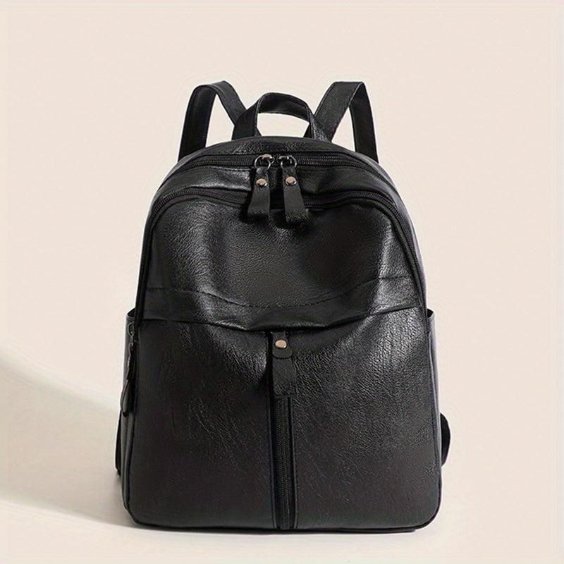 Retro Small Solid Backpack PU Leather Textured School Travel Bag