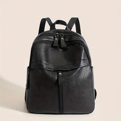 Retro Small Solid Backpack PU Leather Textured School Travel Bag