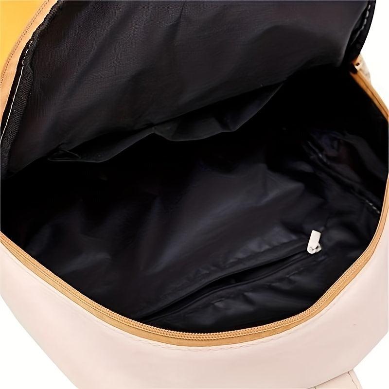 Minimalist Colorblock Zipper Backpack School Bag Women's Rucksack