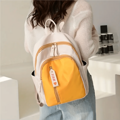 Minimalist Colorblock Zipper Backpack School Bag Women's Rucksack