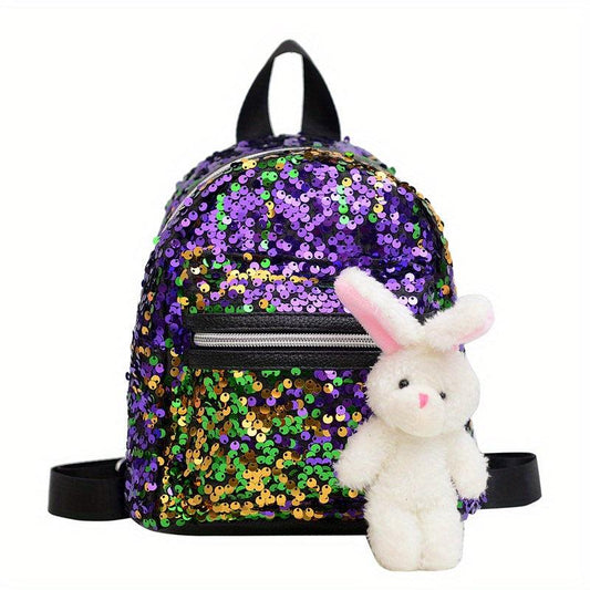 Colorful Sequin Backpack Women's Mini Mermaid Daypack