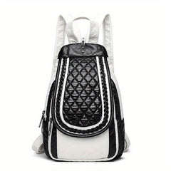Argyle Embroidery Flap Backpack Contrast Sling Bag