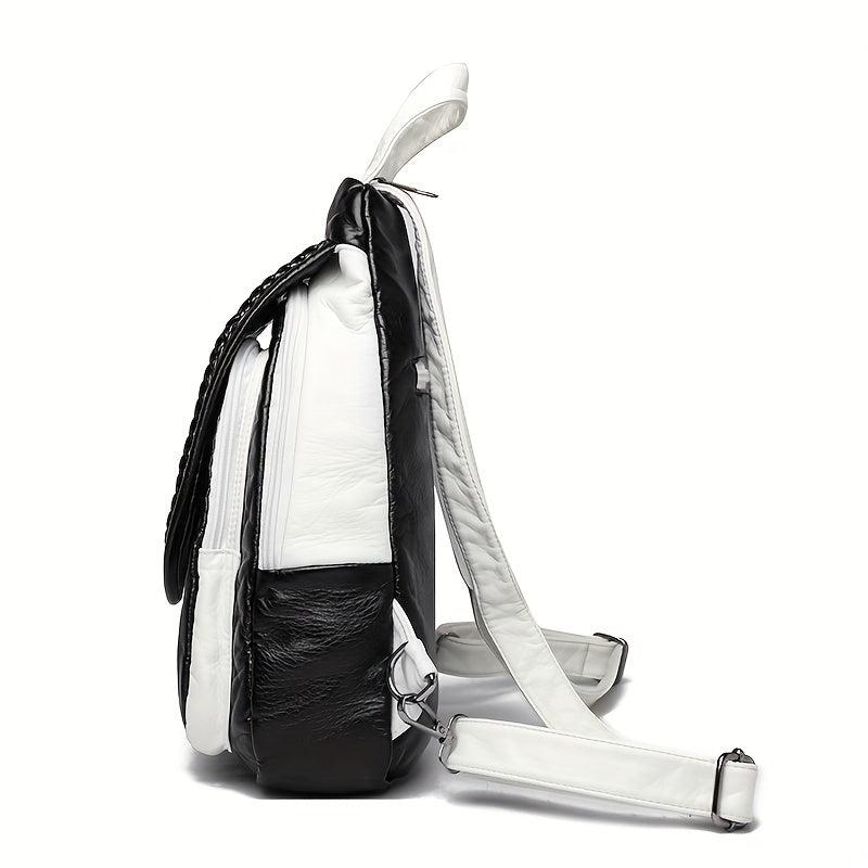 Argyle Embroidery Flap Backpack Contrast Sling Bag