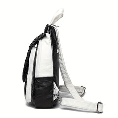 Argyle Embroidery Flap Backpack Contrast Sling Bag