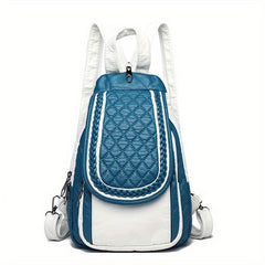 Argyle Embroidery Flap Backpack Contrast Sling Bag