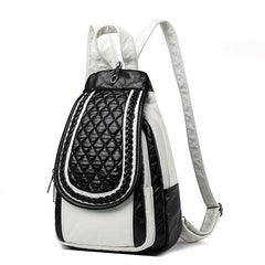 Argyle Embroidery Flap Backpack Contrast Sling Bag