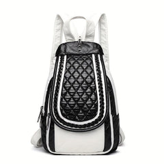 Argyle Embroidery Flap Backpack Contrast Sling Bag