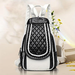 Argyle Embroidery Flap Backpack Contrast Sling Bag