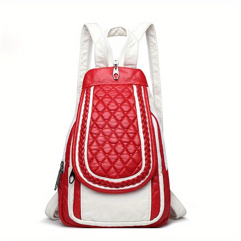 Argyle Embroidery Flap Backpack Contrast Sling Bag