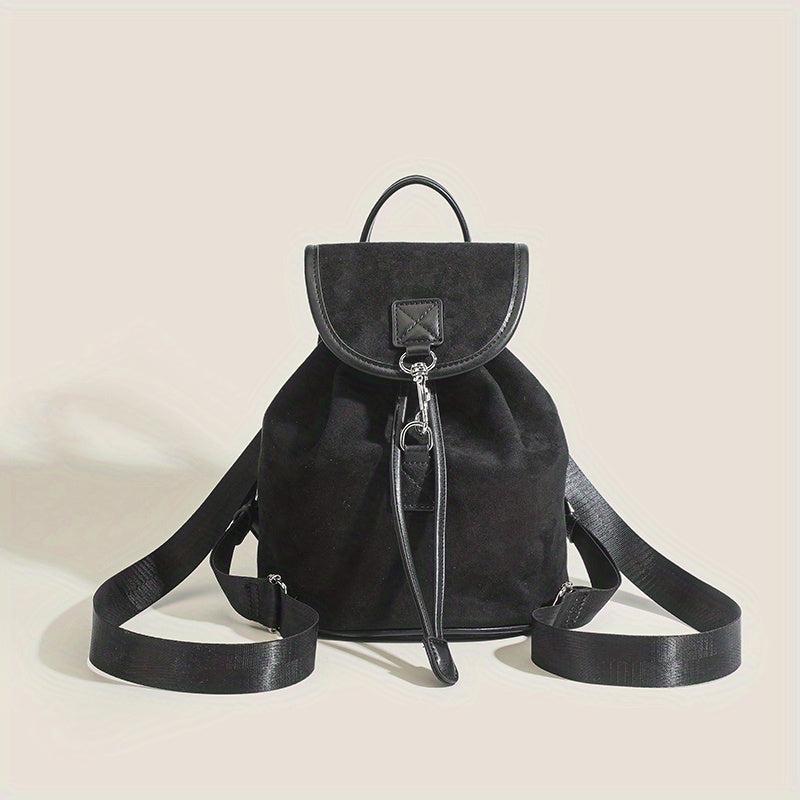 Vintage Solid Backpack Drawstring Rucksack Women's Travel Bag