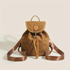Vintage Solid Backpack Drawstring Rucksack Women's Travel Bag