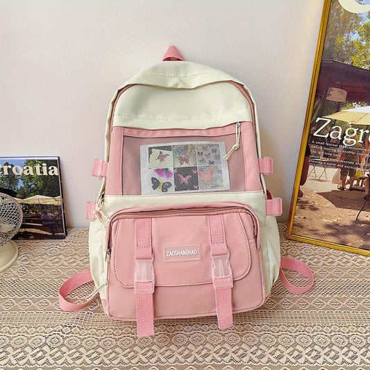 Mesh Pockets Front Backpack Laptop Rucksack Travel Schoolbag